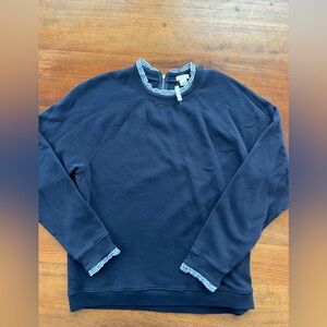 NWT J Crew Women’s  Navy Cotton Pullover Sweater Size L